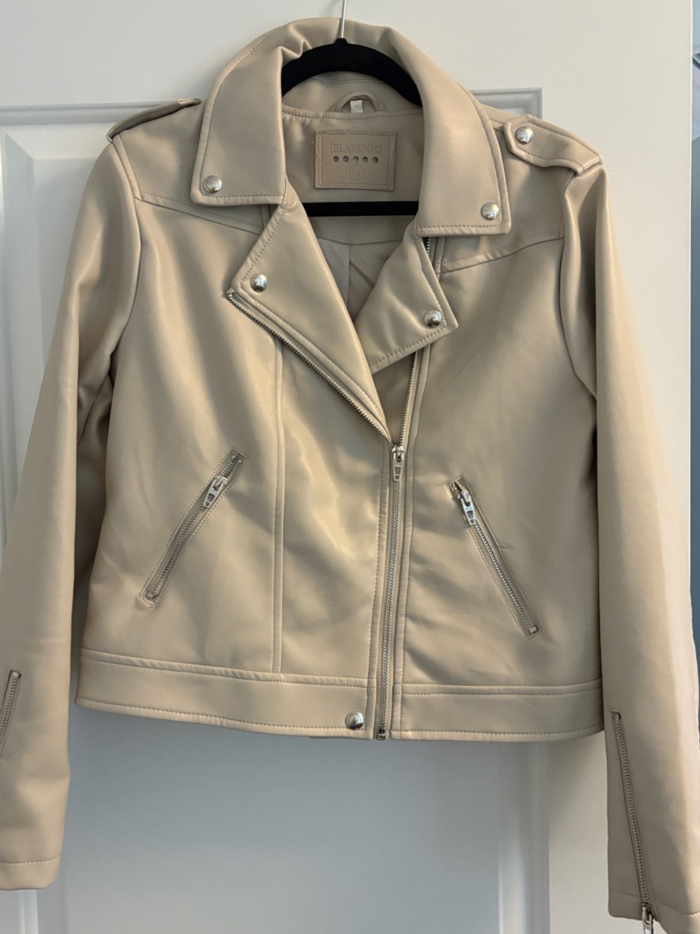 Blank NYC Cream Faux Leather Jacket